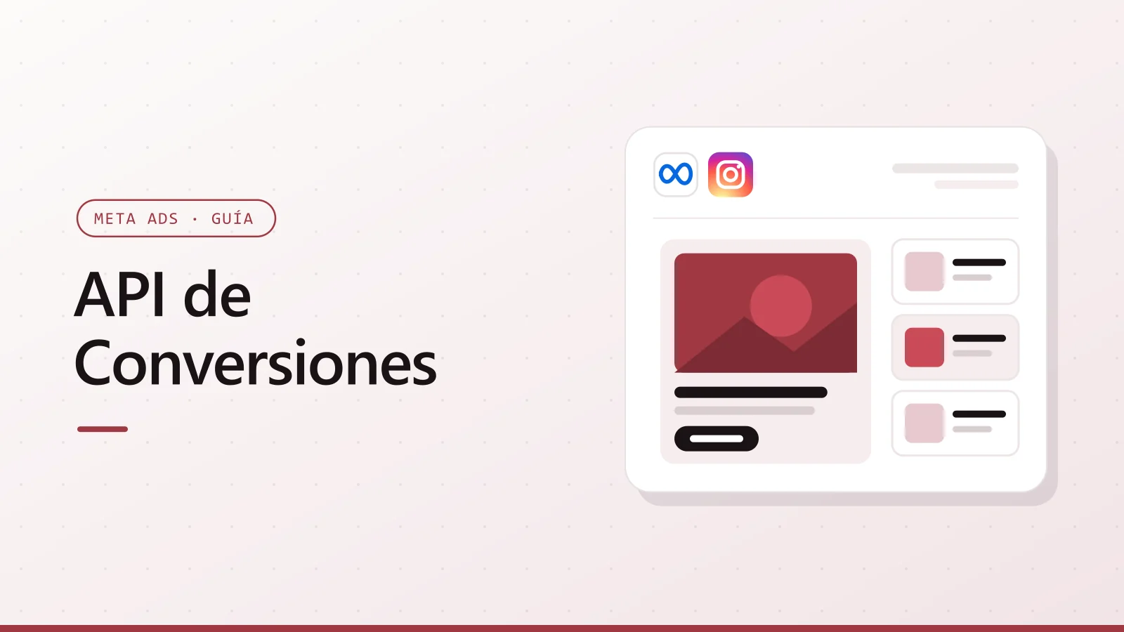 Portada de API de Conversiones con el logotipo de Meta y un anuncio