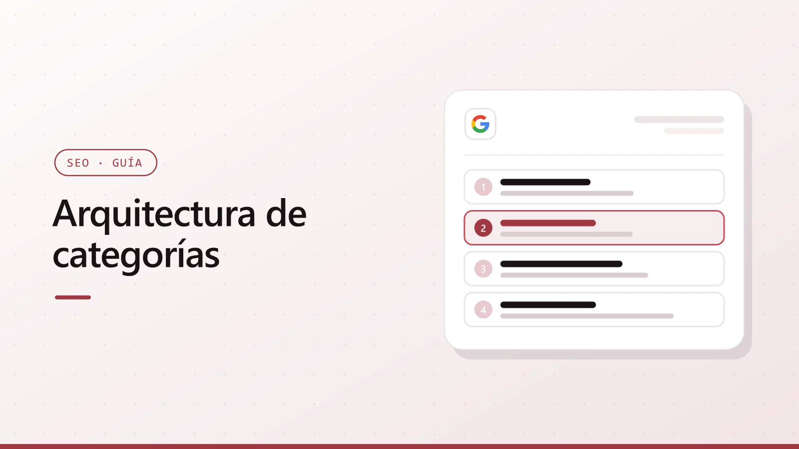 Portada de Arquitectura de categorías con el logotipo de Google y resultados de búsqueda